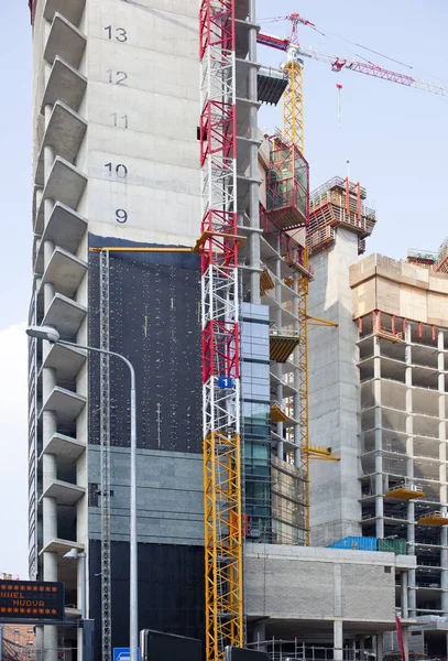 Gruas Canteiro Obras — Fotografia de Stock