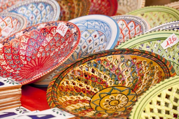 Lot Ceramic Plates Arabic Style — Stock Photo, Image