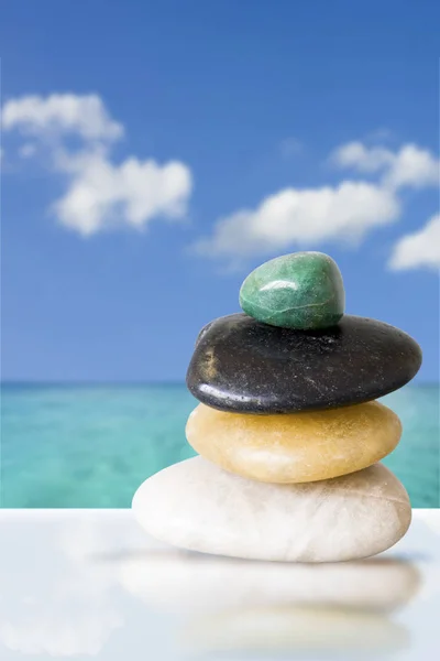 Harmony Concept Pile Stones Sea Background — Stock Photo, Image