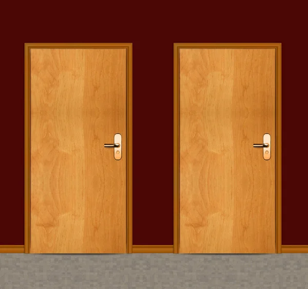 Two Apartment Wooden Doors — Stock Photo, Image