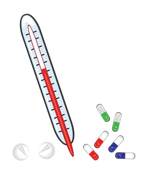 Isolated Thermometer Pills Abstract Medical Background White — Stock Photo, Image