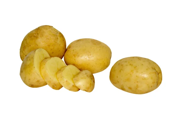 Aardappelen Sectie Geïsoleerd Witte Achtergrond — Stockfoto