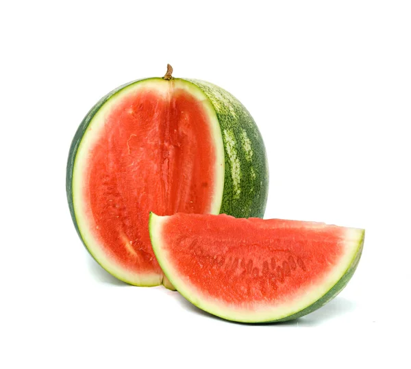 Kärnfri Vattenmelon Och Dess Segment Isolerade Vit Bakgrund — Stockfoto