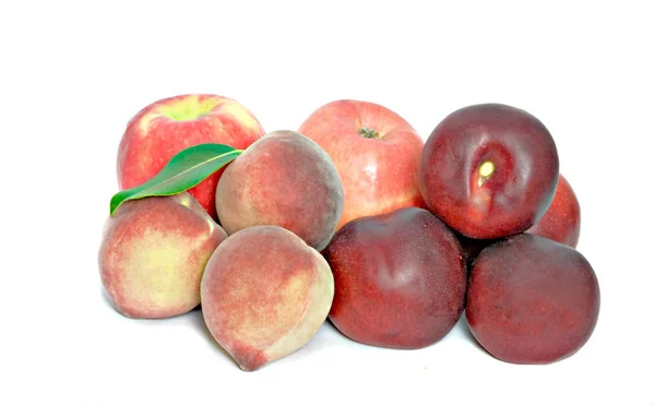 Czerwone Owoce Jabłka Brzoskwinie Nektarynki — Zdjęcie stockowe