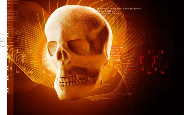人間の頭蓋骨のカラー背景のデジタルイラスト — ストック写真