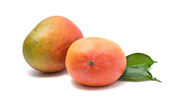 Two Mangoes Section Isolated White Background — Stock Photo, Image