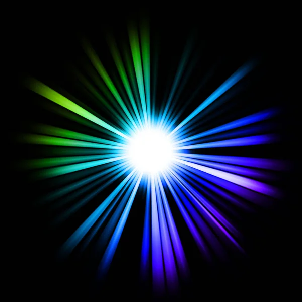 Green Blue Lilac Beams Light Shining Star Dark Large Resolutin — Stock Photo, Image