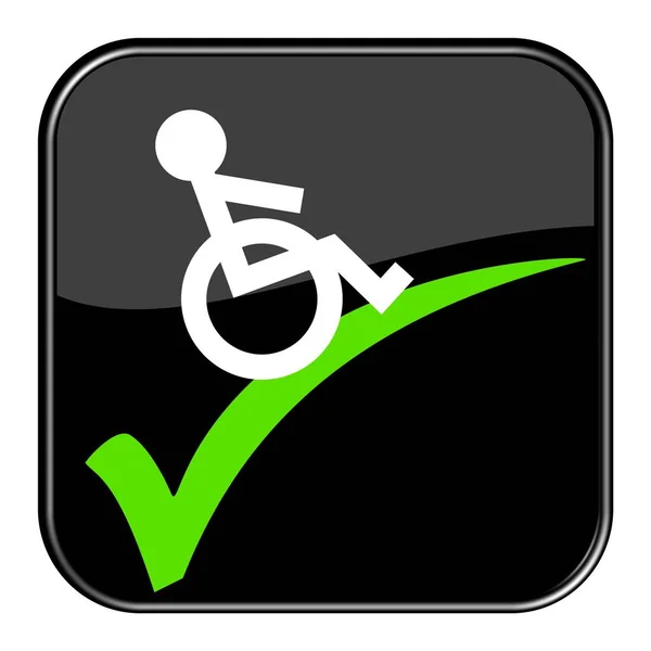 Glossy Button Black Suitable Wheelchair Users — Stock Photo, Image