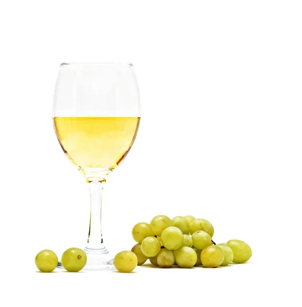 Goblet Wine Grapes Isolated White Background — Stock Photo, Image