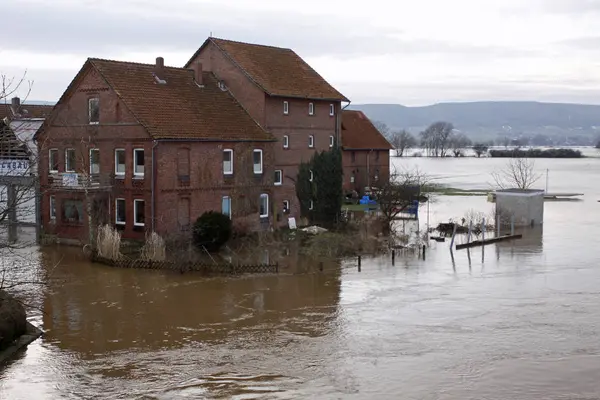 Weser Flood Hessisch Oldendorf — Stock Photo, Image