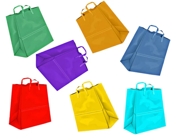 Different Colored Paper Bags White Background — Stock Photo, Image