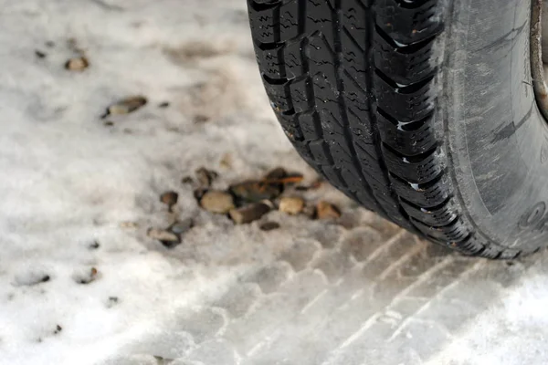 Snow Pneumatic Tire Winter Season — Stock Photo, Image