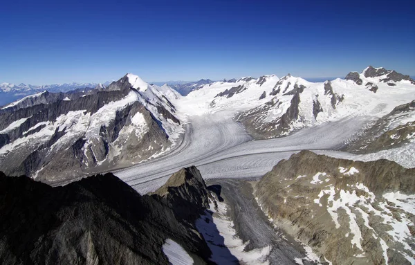 Letecký Pohled Ledovce Aletsch Švýcarsko — Stock fotografie