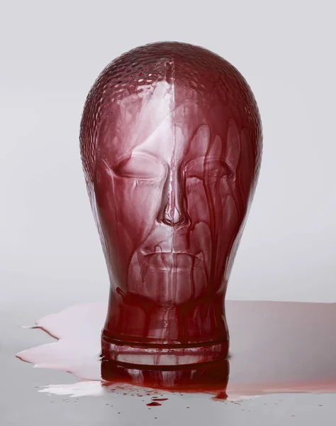 Ett Glas Rött Vin Mänsklig Skalle — Stockfoto