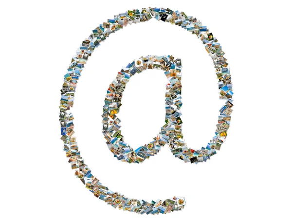 Email Symbol Photos Collage Isolated White Background — Stock Photo, Image