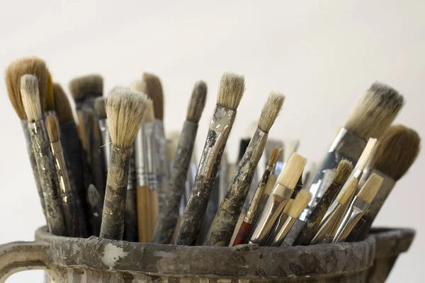 Paintbrushes Old Jug — Stock Photo, Image