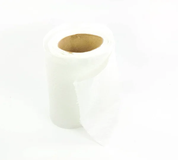 Jednoduchý Toaletní Papír Bílém Pozadí — Stock fotografie