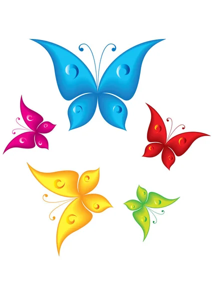 Set Verschiedener Cartoon Schmetterlinge — Stockfoto