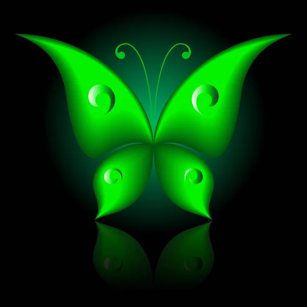 Ilustração Vetorial Ícone Verde Simplesmente Borboleta — Fotografia de Stock