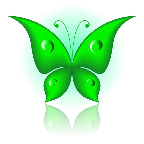 Ilustración Vectorial Del Icono Verde Simplemente Mariposa — Foto de Stock