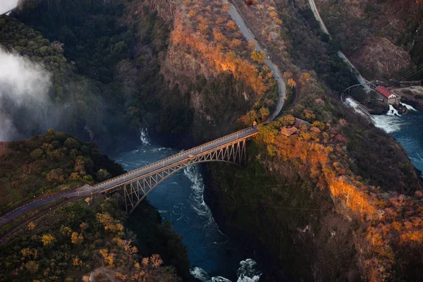 Puente Sobre Desfiladero Del Río Zambezi Desde Aire — Foto de Stock