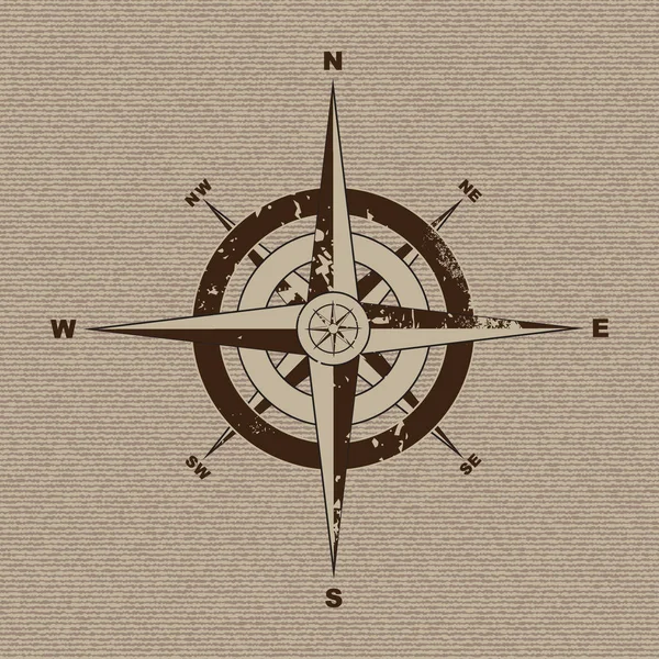 Retro Grunge Compass Material Canvas Background Brown — Stock Photo, Image