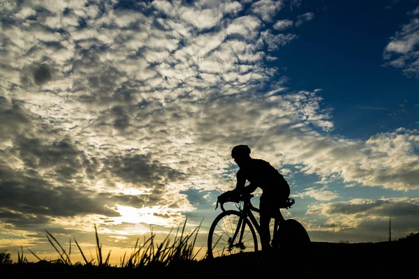 Silhouette Cyclist — Stock Photo, Image