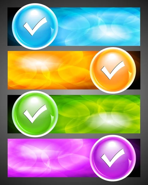 Colourful Banners Check Button Eps Vector — Stock Photo, Image