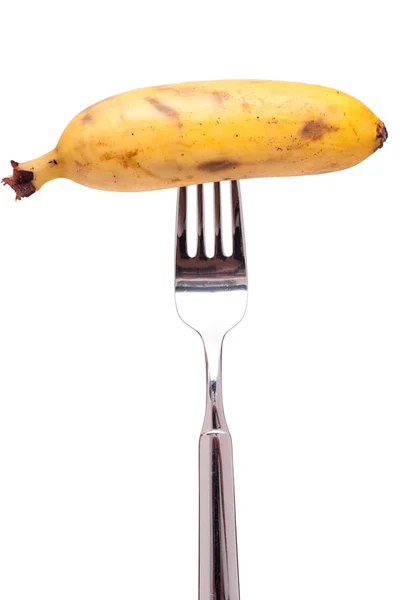 White Isolated Banana Banana Peel Fork — Stock Photo, Image