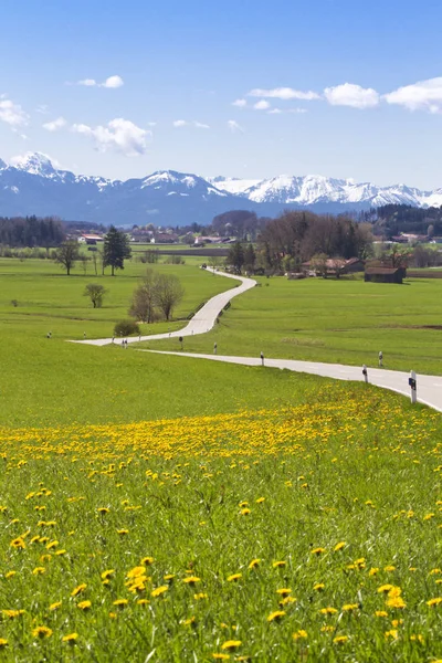 Motorväg Med Alpenblick Bayern Våren — Stockfoto
