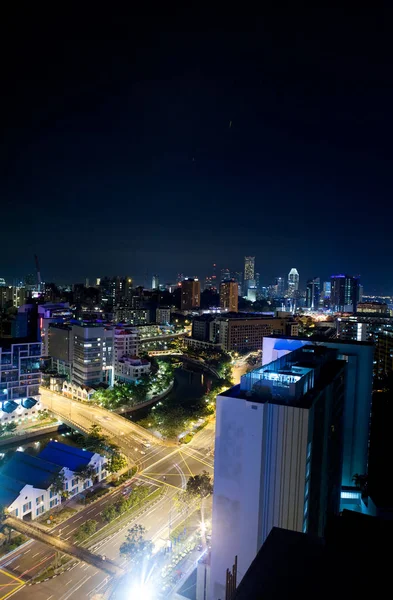 Paisaje Urbano Singapur Por Noche —  Fotos de Stock