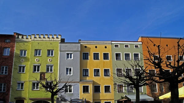 Цветные Дома Старом Городе Фебург Инн Бавария — стоковое фото