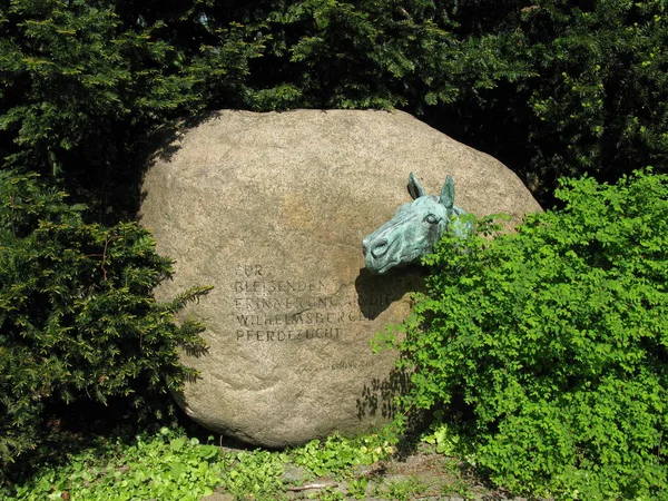 Pierre Commémorative Rocher Avec Pferdeportrait Hambourg Wilhelmsburg — Photo
