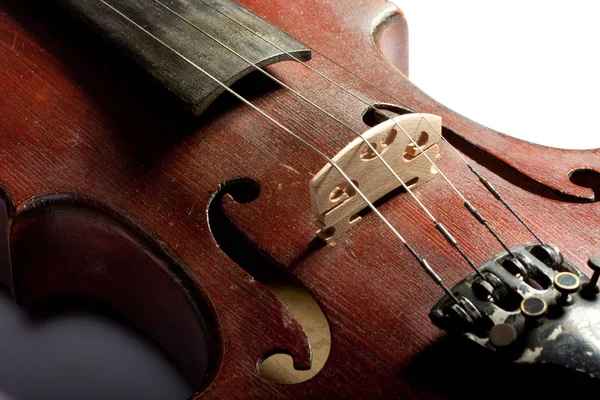 Violín Arañazos Muy Viejo Sobre Fondo Claro — Foto de Stock