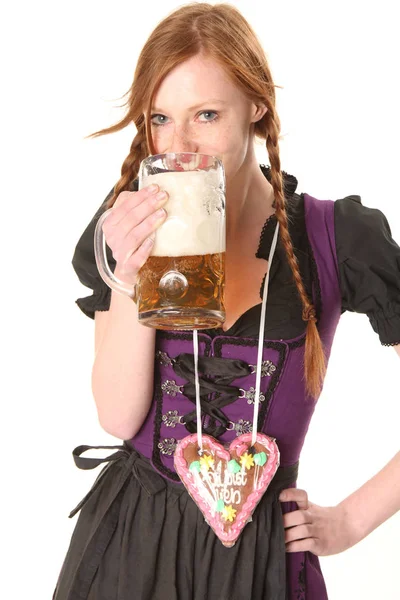 Portrét Ženy Dirndl — Stock fotografie