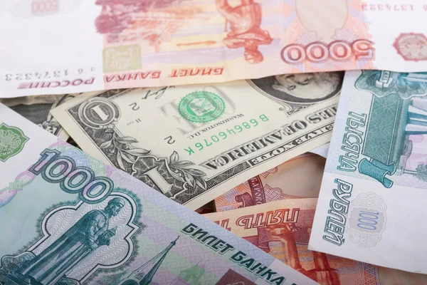 Russo Cinco Milhares Rublos Dólar Notas — Fotografia de Stock