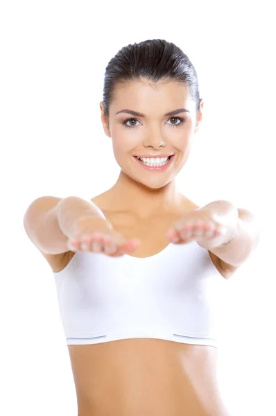 Young Beautiful Woman Fitness Time Exercising — Stock Photo, Image