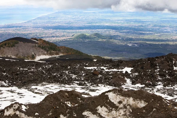 Hoge Hoek Uitzicht Catania Etna Sicilië Italië — Stockfoto