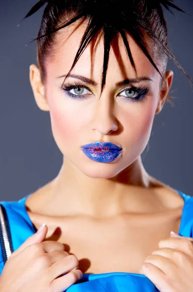 Portrait Beautiful Sexy Woman Punk Haircut — Stock Photo, Image