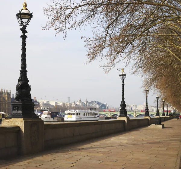 Риверсайд Набережной Альберта Ламбет Лондон Англия Фоне Темзы Вестминстерского Моста — стоковое фото