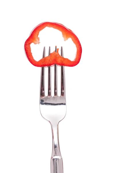 White Exempted Red Pepper Fork — Stock Photo, Image