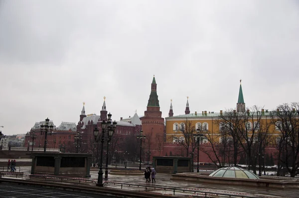 Panoramablick Auf Moskauer Kreml Und Damm Russland — Stockfoto