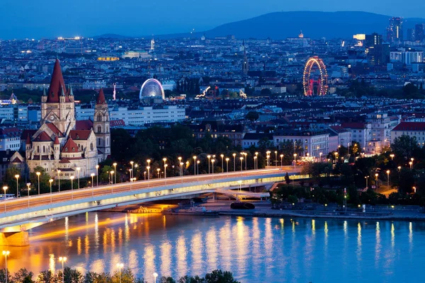 Wien Panoramischer Abend Aus Der Vogelperspektive Der Hauptstadt — Stockfoto