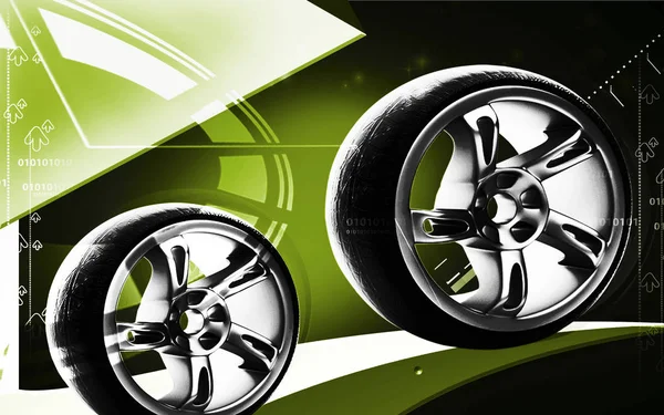 Digital Illustration Alloy Wheel Colour Background — Stockfoto