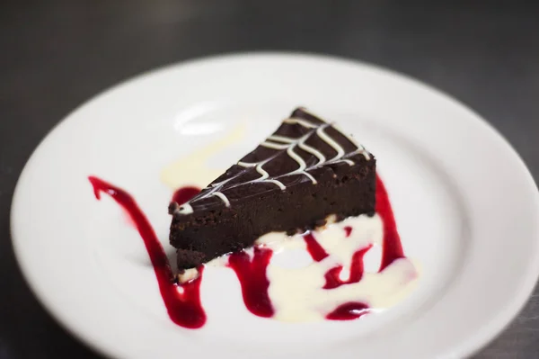 Chocolate Cake Ready Eaten Dessert — Stock Photo, Image
