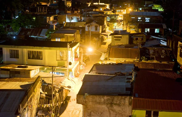 Vista Aérea Sobre Favelas Noite Cidade Legaspi Filipinas — Fotografia de Stock