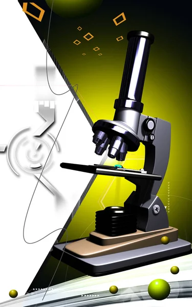 Digitale Darstellung Des Mikroskops Farbigen Hintergrund — Stockfoto
