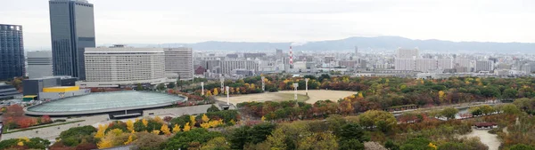 Skyline Cidade Osaka Como Visto Castelo Osaka Outono — Fotografia de Stock