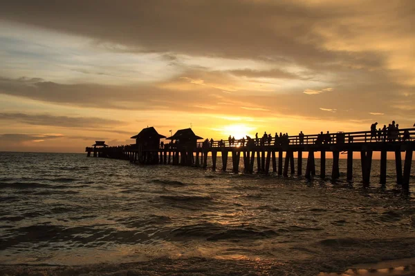 Západ Slunce Neapoli Molu Pláži Golf Mexiko Florida — Stock fotografie