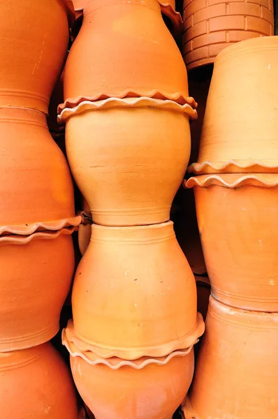 Jardiniere Gebackener Ton Dekoriert Garten — Stockfoto